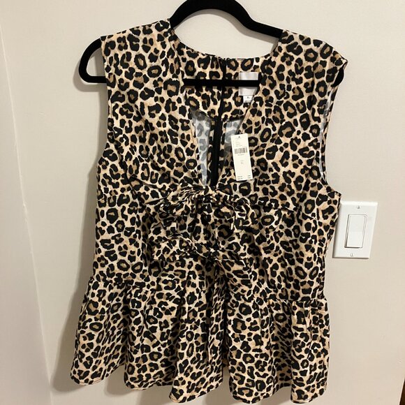 Anthropologie Maeve Leopard Bow Sleeveless Top Size XL with Tags - Picture 1 of 6